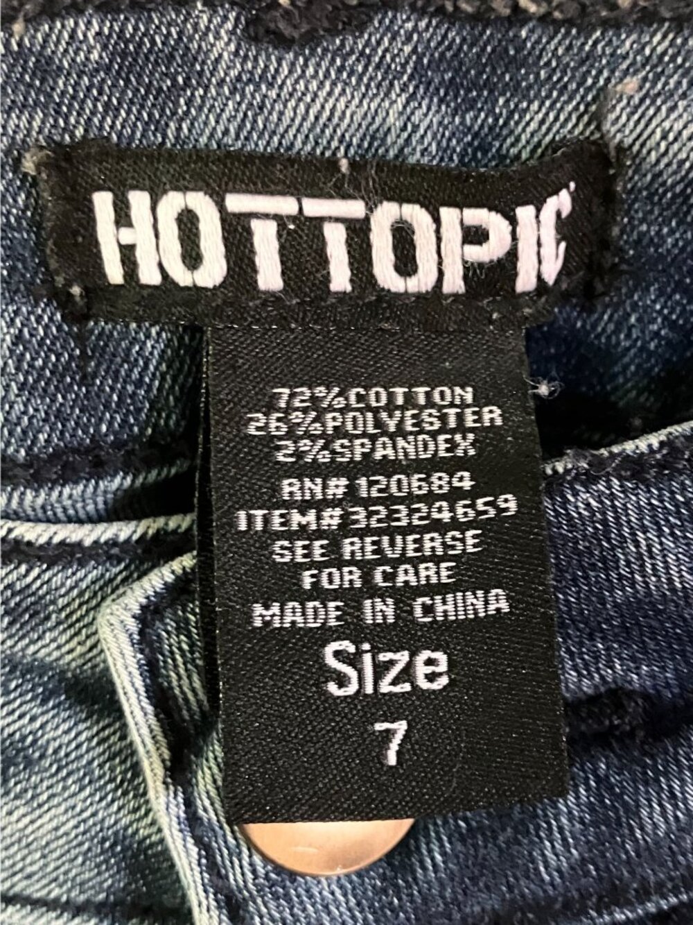 Hot Topic Womens Grommet Suspended Flare Punk Jeans Size 7 Juniors Blue AN EXC - Picture 4 of 12